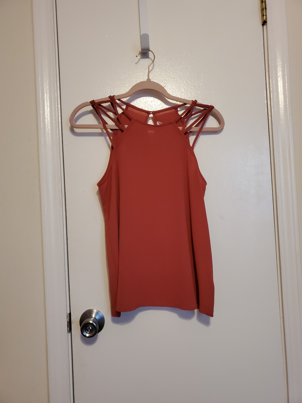 Pink Rose Strappy Rust-rose Sleeveless Tank